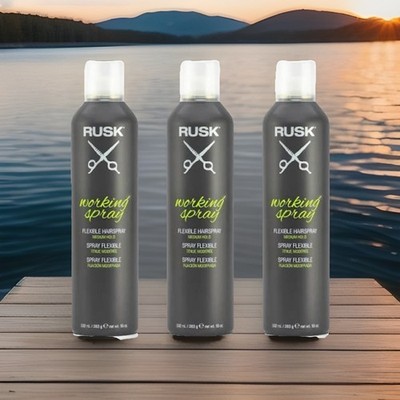 X3 DISCONTINUED   RUSK WORKING SPRAY FLEXIBLE MEDIUM HAIR HOLD HAIRSPRAY 10 OZ