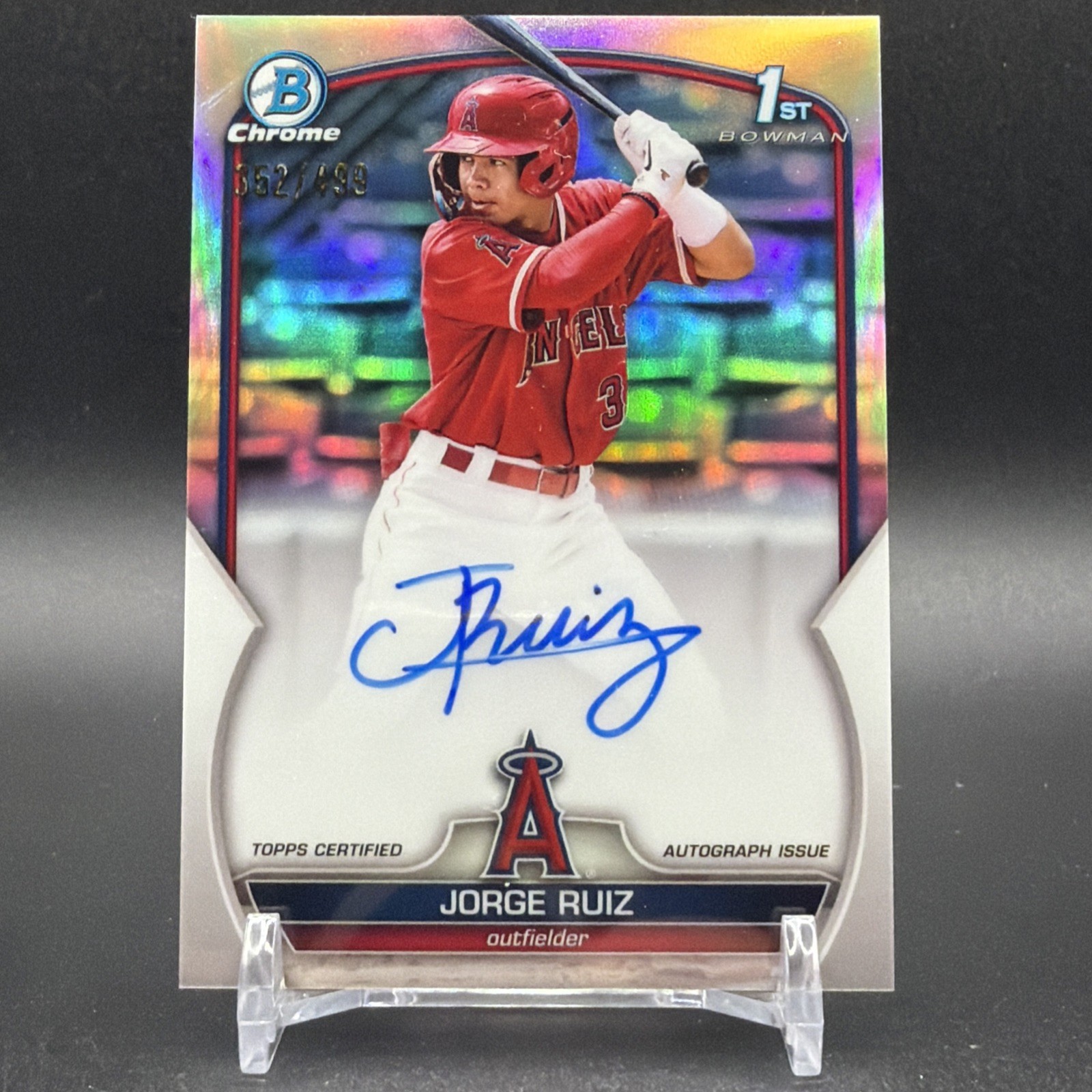 Jorge Ruiz 2023 Bowman 1st Chrome Refractor /499 Auto Los Angeles Angels CPA-JRZ