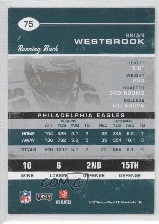 2007 Playoff Contenders Brian Westbrook #75 - Image 2 of 2