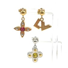 LOUIS VUITTON Buckle Doreille Love Letters GM GP, Color Stone Gold, Silver,