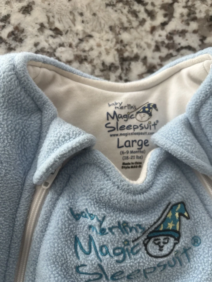 Baby Merlin's Magic Sleepsuit Large 6-9 Months Blue Suit (Stained) 18-21 Lbs - Image 3 of 3