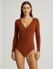 Abercrombie  Fitch Ruched Long-Sleeve Bodysuit   Soft A F Collection   Size M