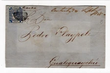 ARGENTINA 1858 Buenos Aires Barquito 2 pesos on front to Gualeguaychu ONLY FRONT