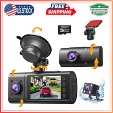 Vital Dash cam-3 Channel Dash Cam Front and Rear Inside-1080P Dash Camera for...