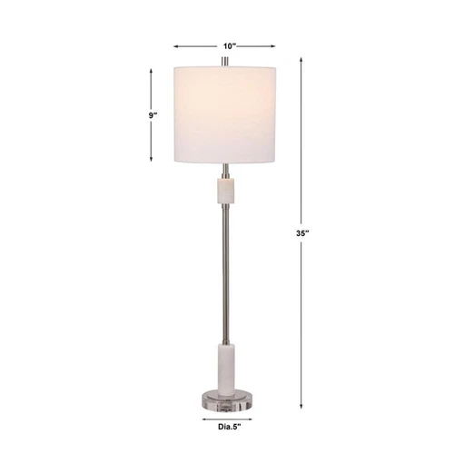 Uttermost Sussex Traditional Crystal and Metal Buffet Lamp in Nickel/White - Picture 9 of 9