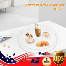 Acrylic Coffee Tea Serving Tray with Handles 15.75″ Decorative Food Storage Tray
