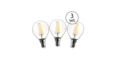 Globo Lighting Led Leuchtmittel 3er Set 4,5 cm E14 3000 K Klarglas warmweiß