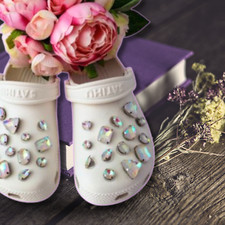 Clear Iridescent Glass Rhinestone Shoe Charms