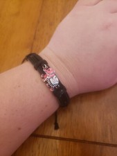 Handmade Black Leather Bracelet With Elephant Bead