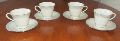 4 Lenox Charleston Porcelain Cups and Saucers USA