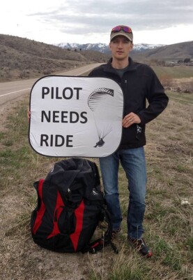 Paragliding, or Speed Wing,  Pilot Needs Ride Sign