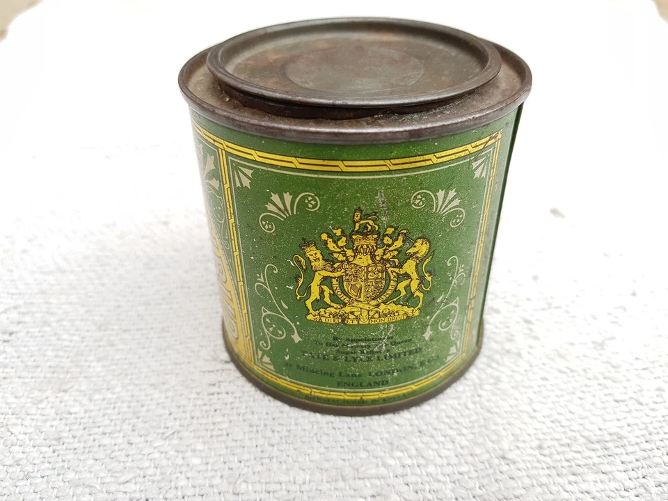 1950s Vintage Scarce Lyles Golden Syrup Dieu Et Mon Droit Litho Tin Box TB40 - Image 2 of 4