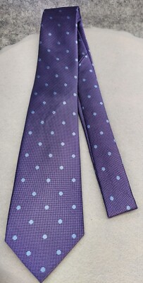 PURPLE POLKA DOT Wedding Necktie Mens Groomsmen Silver JACQUARD Woven Silk NEW