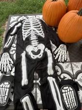 Halloween Costume Skeleton w/Hands Feet Kids M 8-10