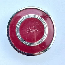 RARE Vtg 40s American Beauty Compact Silver Red Enamel Distributed By ELMO Sales