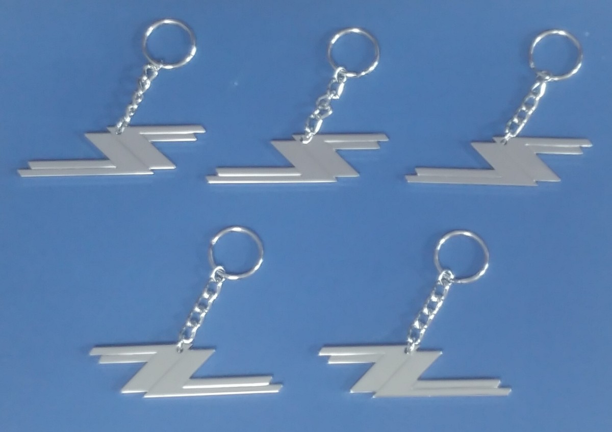 PACK OF 5 ZZ TOP ORIGINAL KEY RING CHAIN SILVER CHROME SHORT