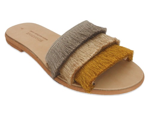 New Greek Handmade Sandals Leather Decorated Ancient Style Women Boho Slide Flat