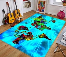 3D Psychedelic Colors 4133BNO World Map Non Slip Rug Mat Photo Carpet Romy