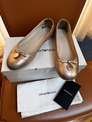 Emporio Armani Kids Girls Ballet flats, Color Copper, Size 4