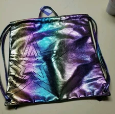 CLAIRE'S Metallic Hombre Star Drawstring Backpack Cinch Sack Bag 14x14 #CLAR