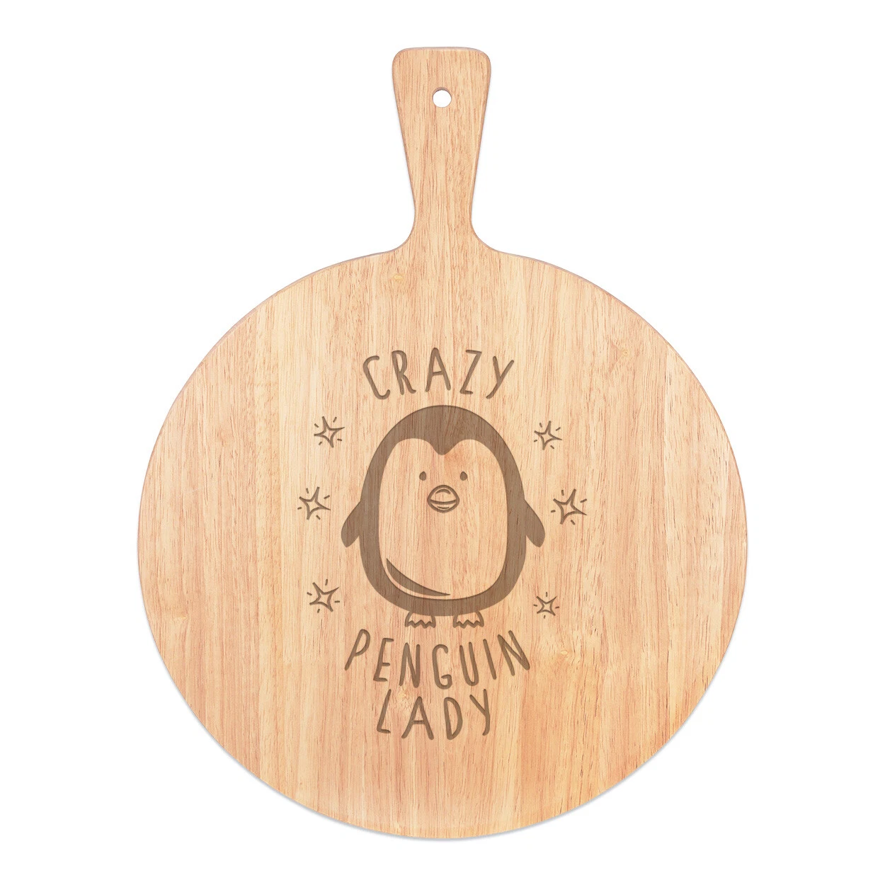 Crazy Penguin Lady Pizza Board Paddle Wooden Funny Animal