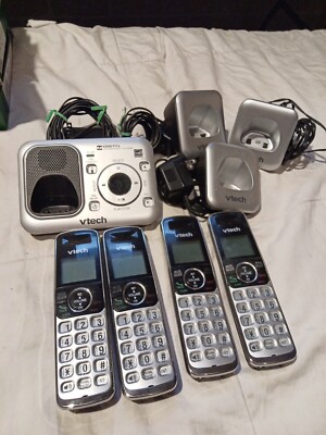 VTech DECT 6 Cordless Phone + Ans Machine System CS6329-4  *USED*