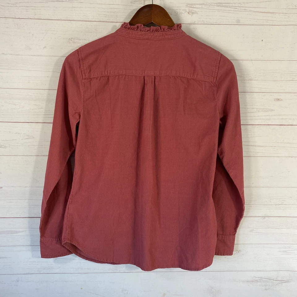 Blusa Talbots Mujer Pana Manga Larga Popover XS Rosa Algodón 1/2 Botón Foto 3 de 4