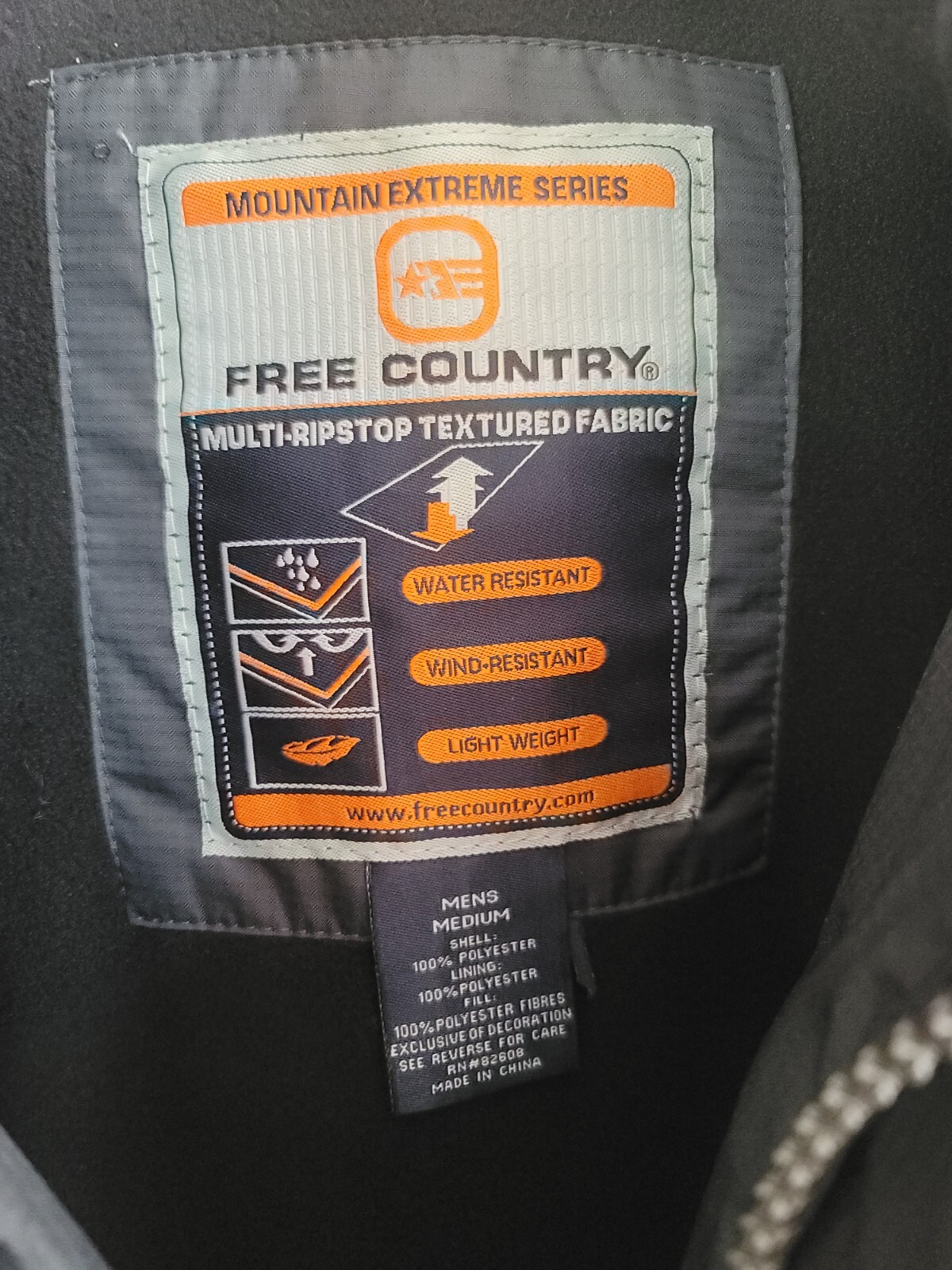 Free Country Jacket Waterproof Grey Zip Up Mens Medium EUC
