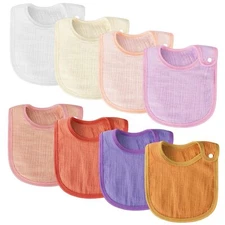 Muslin Baby Drooling Bibs 8PCS Waterproof Cotton Bandana for Teething Unisex