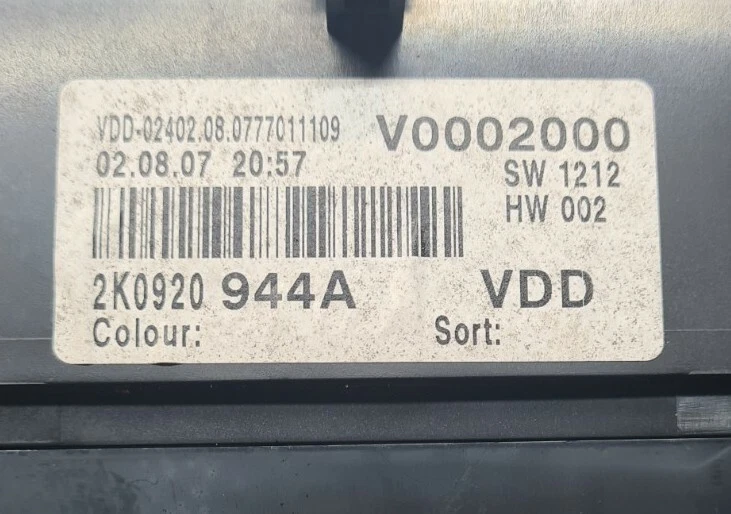 VW VOLKSWAGEN CADDY 2004-2010 SPEEDOMETER INSTRUMENT CLUSTER 2K0920944A — 第 2/3 张图片