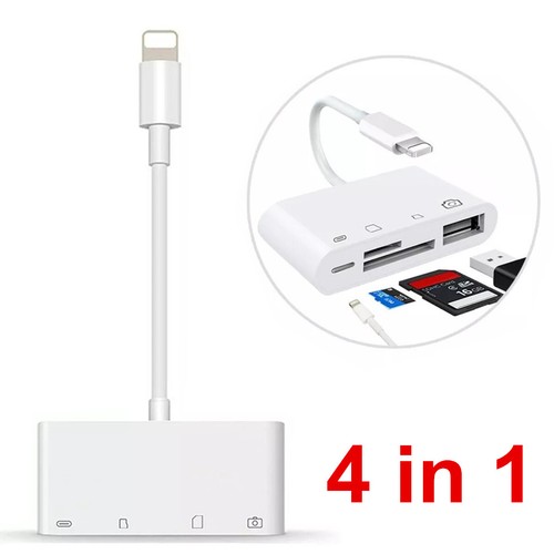USB To Card Reader Adapter 4In1 Camera Micro SD Memory Slot For iPhone iPad iPod - 第 1/11 張圖片
