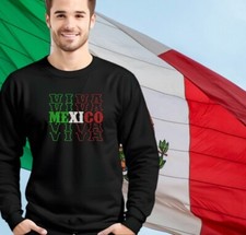 Viva Mexico in flag Colors Custom Embroidered Sweatshirt/Hoodie
