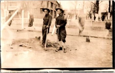 Vintage RPPC Postcard Two Army Men Work Detail Smoke Break                 B-115
