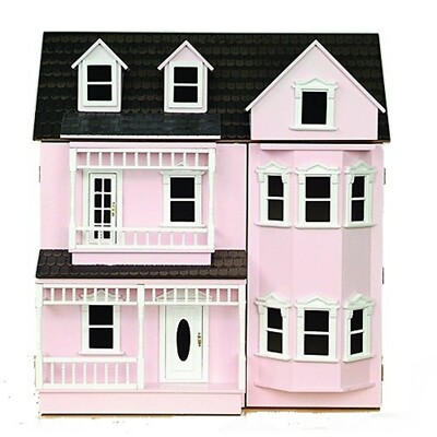 Puppenhaus Flat Pack Bausatz The Exmouth rosa bemalt Maßstab 1:12 Miniatur Tumdee
