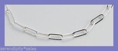Paperclip .925 Sterling SILVER CHAIN by the foot 2mm x 5mm Flat Drawn CABLE  