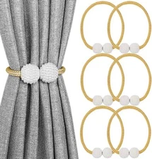 4/6Pack Magnetic Curtain Tiebacks, Decorative Curtain Holdbacks for Window Decor