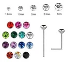1x Nose Stud 925 Silver - STRAIGHT - BEND YOURSELF - Crystal Size 1.2mm - 3mm