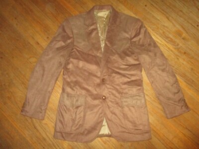 vtg CIRCLE S RANCH & WESTERN WEAR SUIT COAT SportJacket Suede Yoke Brown 38 REG