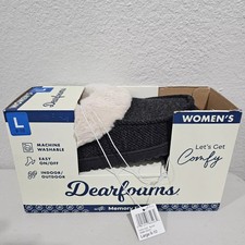 Dearfoams Women's Memory Foam Insole Indoor/Outdoor Slippers BLACK / GRAY