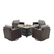 Palm Harbor 5Pc Outdoor Swivel Rocker Set W/ Fire Table