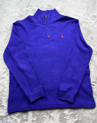 Polo Ralph Lauren Estate Rib Extra Large Blue 1/4 Zip Pullover Sweater Men