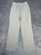 Reformation Vesta Chino Pants Womens 4 Gray Linen High Rise Pleated Straight Leg