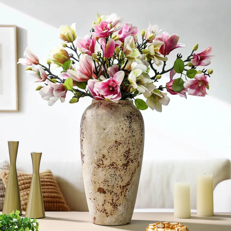 Pack de 9 ramas de flores artificiales de magnolia (jarrón no incluido), mitad elegante... Foto 4 de 4