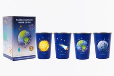 4 Pack 12 oz Stainless Steel Kids Cups, Children's Pint Cups, Stackable Metal...
