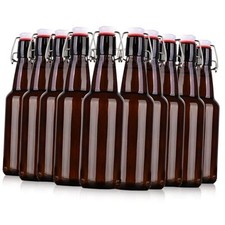 16.5oz Amber Swing Top Glass Bottles for Airtight Lids, Home Brewing and