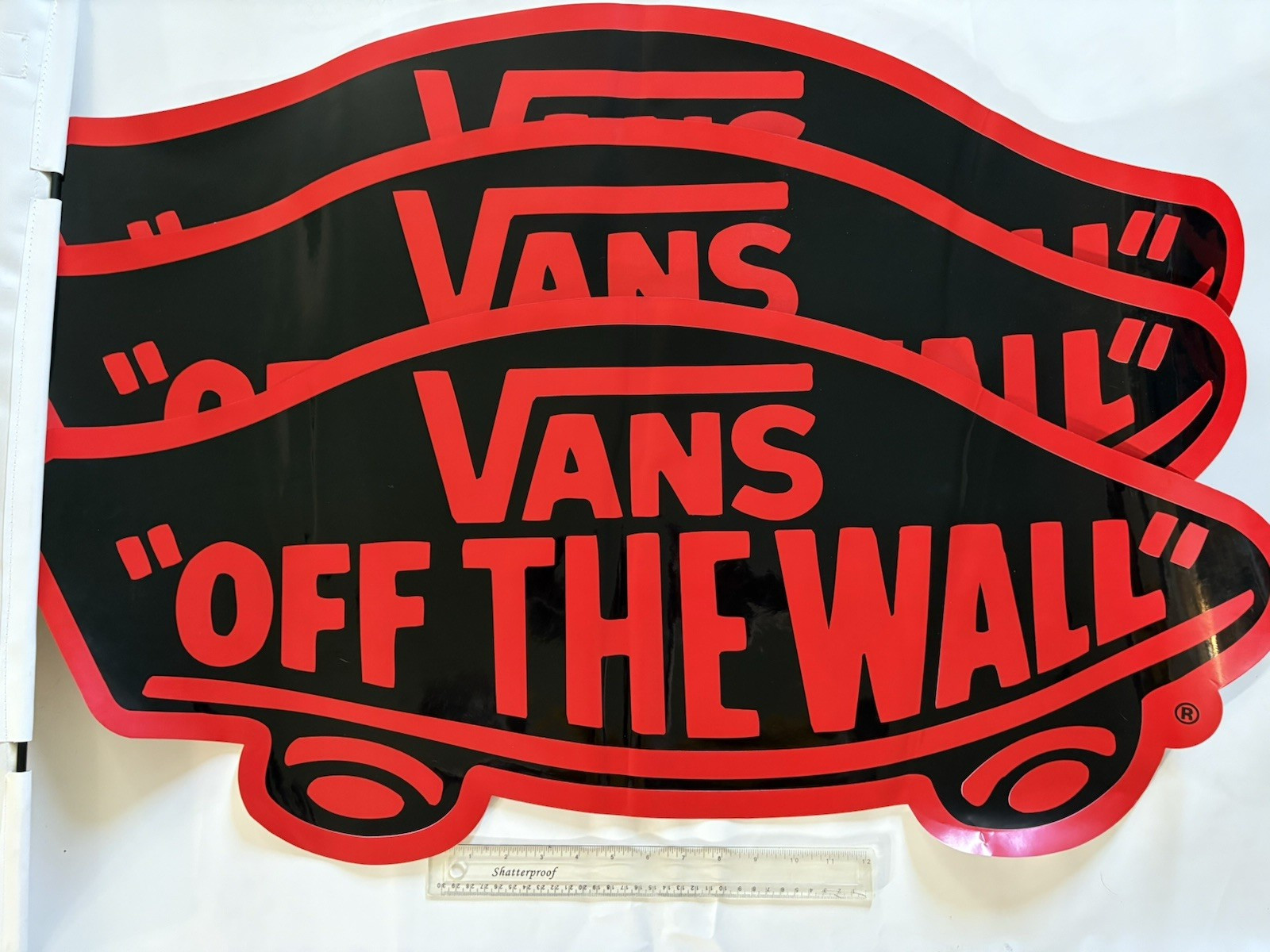 3 AUTHENTIC JUMBO Vans Off The Wall Large Skateboard Ramp Trailer Sticker Decal