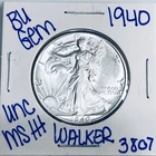 1940 BU UNCIRCULATED WALKING LIBERTY SILVER HALF DOLLAR AUTHENTIC U.S. MINT 3807