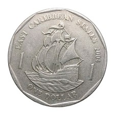 1 Dollar 2004 Eastern Caribbean States – QEII Coin – Golden Hind Ship