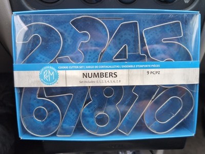 R&M Rm 1-9 Number Cookie Cutters Cut-Outs. 2.5 9-Piece Gift Set 1955