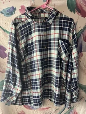 Denim & Co. Plaid Flannel Long-Sleeve Button-Front Shirt Size 3XL